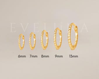 HOOPS: Thin Twisted Hoops • Rings for Ear • Unisex • Huggie Hoops • Tiny Cable Hoops