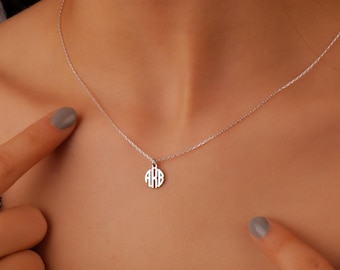 Sterling Silver Monogram Necklace: Dainty Initial Letter Jewelry
