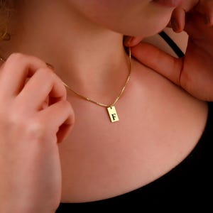 Sterling Silver Initial Tag Necklace: Personalized Dainty Jewelry