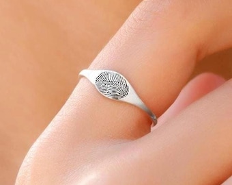 Sterling Silver Fingerprint Ring: Personalized Memorial Jewelry
