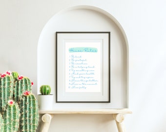 Reglas de la casa Impresión de pared Impresión digital Decoración del hogar