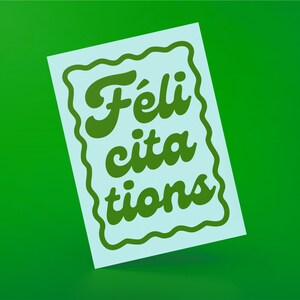 Félicitations Card, French Congratulations Card, Trendy Celebration Card, Colorful Congrats Card, Fun Stationery, Trendy Greeting Card