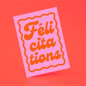 Félicitations Card, Congratulations Card, Chic Celebration Card, Trendy French Card, Stylish Congrats Card, Greeting Card