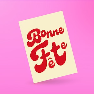 Bonne Fête Card, Happy Birthday in French, Stylish Birthday Card, Stationery, Birthday Greeting Card, French Celebration Card