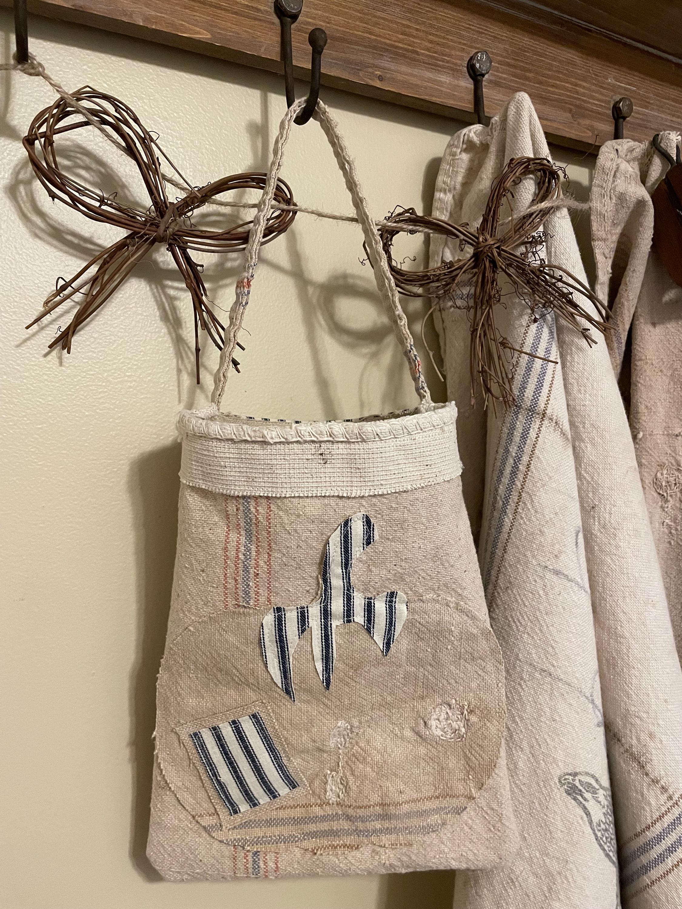 Vintage Grain Sack Pumpkin Hanging Bag - Etsy