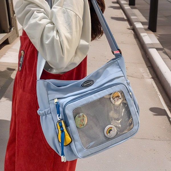 Cartoon Bag, Transparent Crossbody Bag, Crossbody Window Bag, Pin Display Bag, Pin Wallet, Large Capacity Transparent Bag