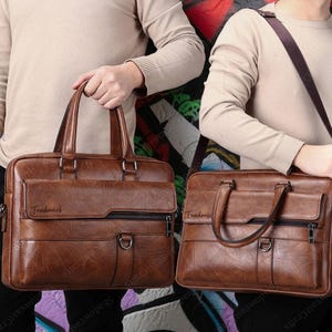Sacoche pour ordinateur personnalisée, sacoche en cuir pour ordinateur portable, sac à bandoulière vintage pour homme, sac messager avec bandoulière, cadeau pour lui, sac de travail en cuir