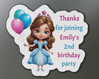 Party favors for birthday party, princess theme magnets party favors, thank you birthday return gifts,princess with balloon birthday party