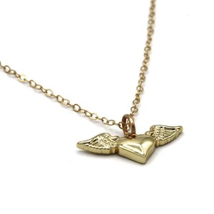 Gold-Filled Memorial Necklace, 14K Heart and Angel Wings Jewelry, Remembrance Keepsake, Grief and Sympathy Gift, Loss of Loved One Necklace image 3