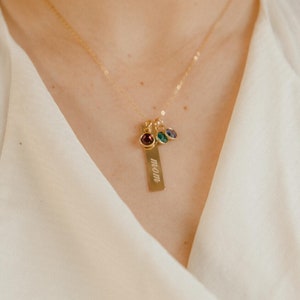 Engraved Name Birthstone Necklace, Name Necklace Gift For Mom, Birthstone Jewelry, Birthday Gift, Mothers Day Gift For Wife, Bridesmaid Gift