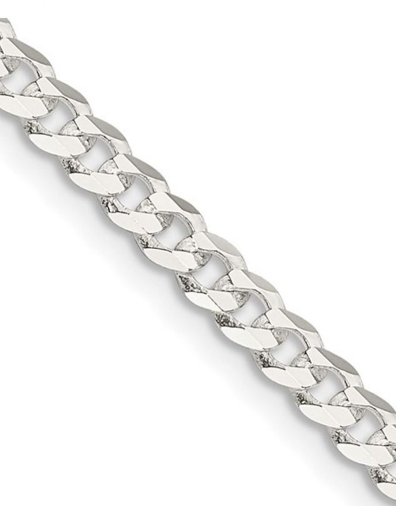 Sterling Silver Diamond Cut Curb Chain for Men Sterling Silver Chain for Dad Diamond Cut Curb Chain for Boyfriend Gift For Husband image 4