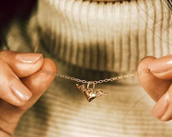 Souvenir commémoratif, en mémoire de, condoléances, souvenir, perte d'un être cher, bijoux de deuil | Collier Morceau de mon cœur est au paradis