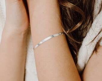 Sterling Silver Herringbone Bracelet, Dainty Perfect for Everyday Wear, Gift for Her, Birthday Gift, Graduation Gift, Anniversary Gift