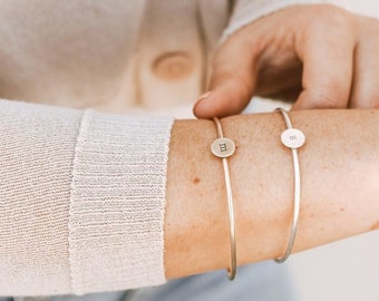 Initial Bangle Bracelet, Friendship Bracelet, Personalized Silver Gold Bracelet, Custom Gift For Her, Best Friend Bracelet, Bridesmaid Gift