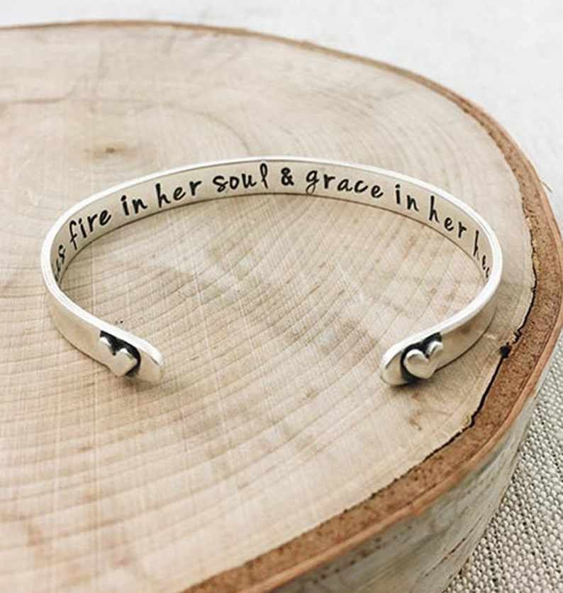Silver Message Cuff Bracelet With Hearts Personalized Name Jewelry For Women Custom Birthday Gift For Wife, Mom Valentines Day Gift image 3