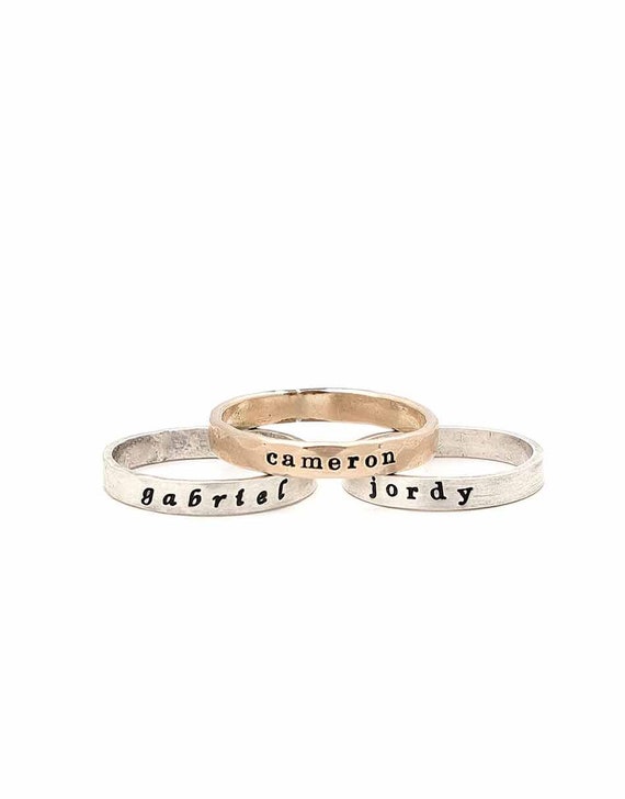 Stamped name sales rings