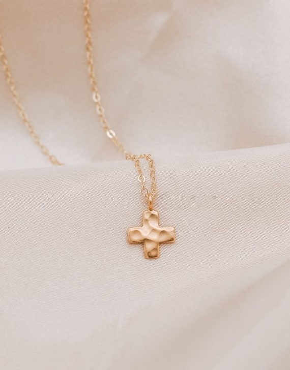 Tiny Gold Cross Pendant for Women Faith 
