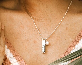 Silver Love Stack Charm Necklace For Women | Custom Hearts Necklace For Wife | Personalized Mothers Day Gift | Anniversary, Birthday Gift