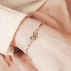 Pulsera con inicial de corazón "Forever My Love" para niñas, pulsera con letras personalizadas para mamá, joyería del alfabeto para esposa, pulsera de corazón para el Día de la Madre