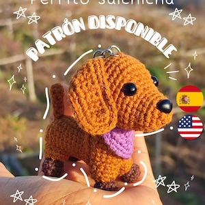 Padrão de amigurumi de dachshund, chaveiro de cachorro, crochê de cachorro dachshund, PDF inglês/espanhol, presente feito à mão, lembrança de animal de estimação