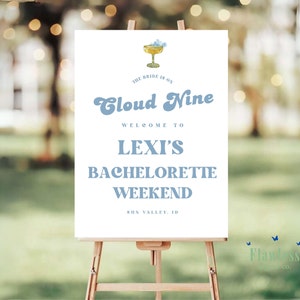 On Cloud 9 Bachelorette Sign Template | The Bride is on Cloud 9 Sign Template |Winter Bachelorette Party Sign Template | On Cloud Nine Decor
