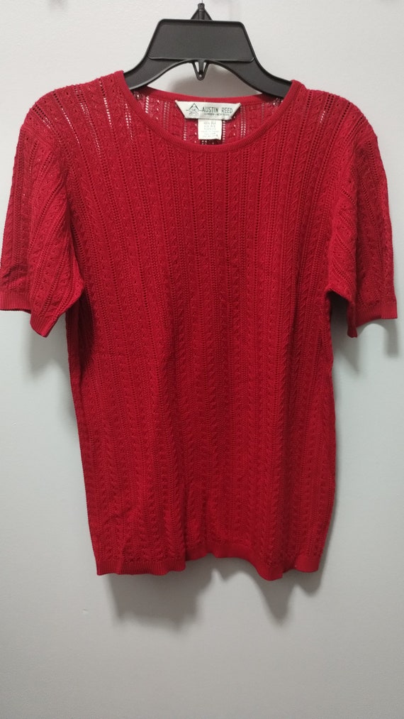 Red Austin Reed Short Sleeved P/S Silk Sweater