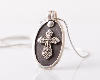 Antique Cross Pendant Fine Silver/PMC3/.999