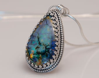 Sterling Opal Pendant 925 Sterling Silver Handcrafted