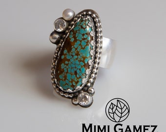 Turquoise Ring, 925 Sterling Silver Ring, Handmade, Statement Ring, Gift for Her