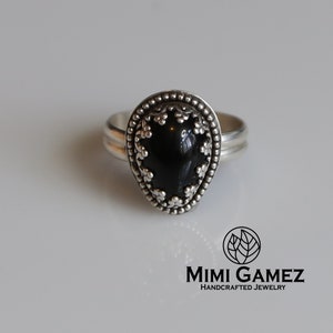 Black Onyx Ring, 925 Sterling Silver Ring, Handmade, Statement Ring, Gift for Her image 3