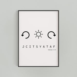 Hebreeën 13:8 - Minimalistische Schrift Digitale Download Muurkunst