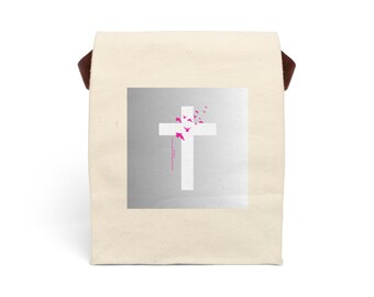 I John 4:19 Bijbelvers canvas lunchtas met riem