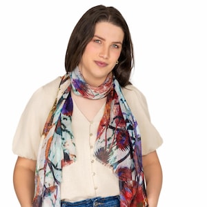 Tracery Leaf Micromodal Scarf | Lightweight Elegant Gift for Her | DLUX Australia