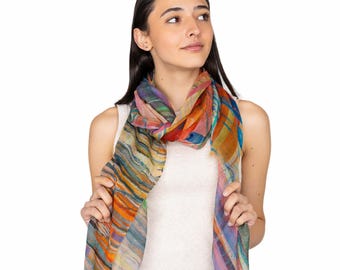 Bufanda micromodal pura de Pascal Painterly / Paño ligero de arte abstracto para mujer / Idea de regalo / Bufanda de viaje / Últimas pocas disponibles DLUX Australia