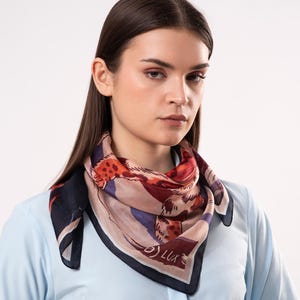 Luxury Snow Leopard Pure Silk Scarf 65cm | Elegant Animal Print Gift for Her | DLUX Australia
