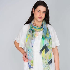Cocktail Cosmic Modal Silk Scarf | Lightweight Artistic Wrap for Women Gift Idea | Colorful Abstract Summer Scarf | DLUX Australia
