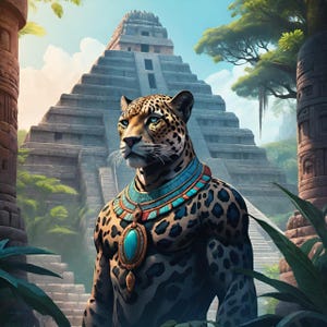 Anthropomorphic Jaguar Guardian Spirit Companion Gray Arts Instant Digital Download PDF 3000 + Words
