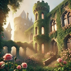 Romantic Rose Castle Astral Abode Portal Attunement Gift for Spirit Companions 2 Images Exterior and Interior Remote Binding Activation