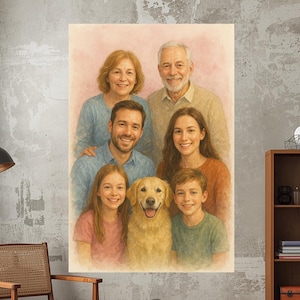 Custom Family Portrait Canvas, Personalized Photo Gift for Family, Family Photo Canvas, Custom Home Decor, Anniversary Wedding Present