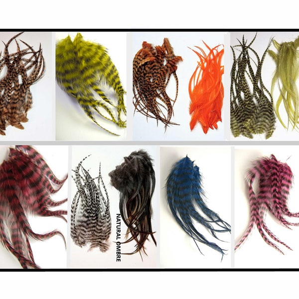 PICK YOUR COLORS 4 to 6" Long Grizzly and Solid Rooster Feathers, Pick Color and Quantity Craft Feathers