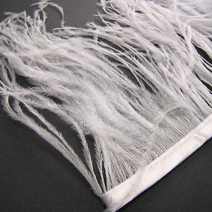 PREMIUM WHITE OSTRICH Fringe, Beautiful Pure White Ostrich Feathers Fringe Millinery Accessories Jewelry Crafts Cocktail Party Roaring 20s