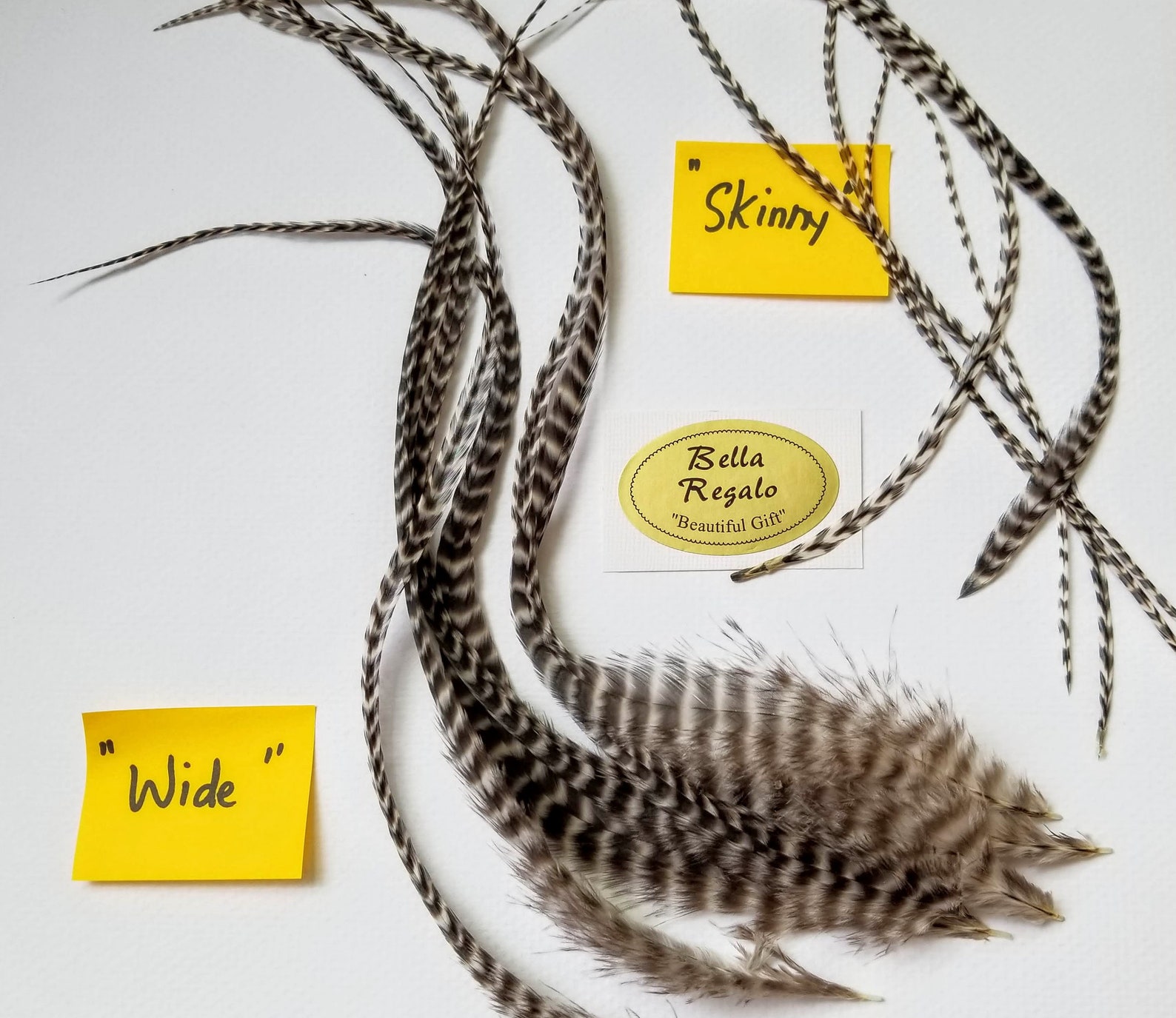 XL NATURAL SKINNY Grizzly Hair Feather Extensions Long Black Etsy