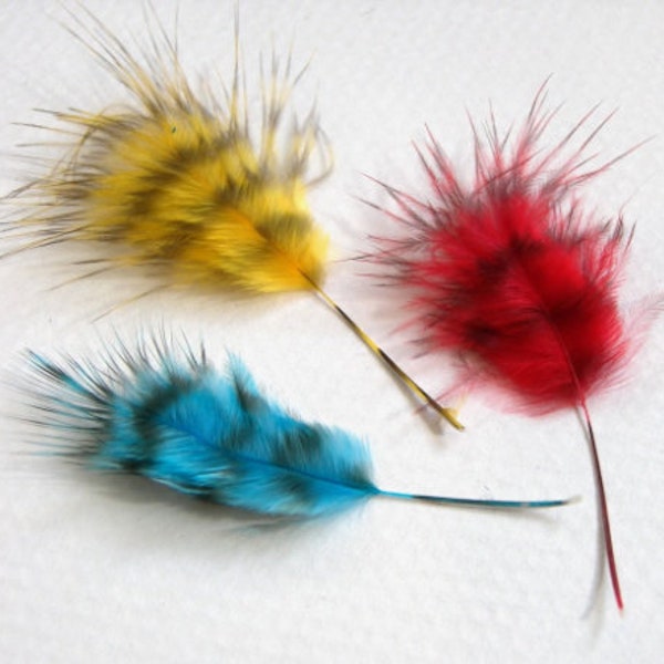 LITTLE PRIMARY COLORED Grizzly Marabou Feather Bits and Pieces, Red Yellow Blue, Select Your Color and Quantity