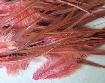 POMEGRANATE WIDE Feather Hair Extensions plus 3 FREE Beads with each order, Long Red Hair Feather Extensions