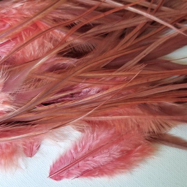 POMEGRANATE WIDE Feather Hair Extensions plus 3 FREE Beads with each order, Long Red Hair Feather Extensions