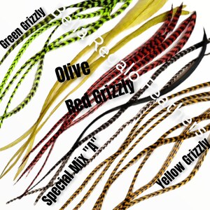 LOOK GOAL 3 Euro Feathers + 3 Beads, Premium Hair Feather Extensions Pick Color Length image 10