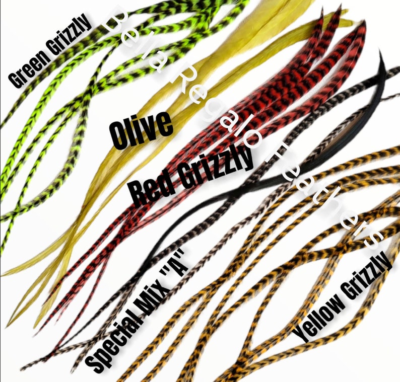 LOOK GOAL 3 Euro Feathers + 3 Beads, Premium Hair Feather Extensions Pick Color Length image 10