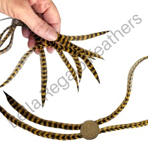 LOOK GOAL 3 Euro Feathers + 3 Beads, Premium Hair Feather Extensions Pick Color Length image 5