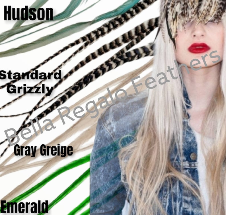 LOOK GOAL 3 Euro Feathers + 3 Beads, Premium Hair Feather Extensions Pick Color Length image 6