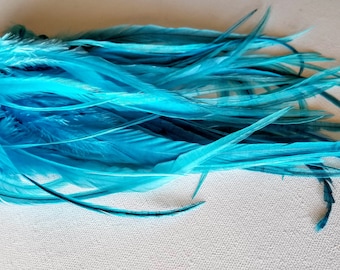 HAWAIIAN SURF Blue Wide Feather Hair Extensions PLUS 3 Free Crimping Beads / Select Feather Length and Quantiy You Want